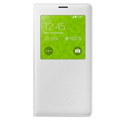 Husa S-View Cover pentru Samsung Galaxy S5 G900, Pacific White