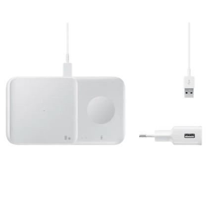 Incarcator wireless Duo (cu incarcator retea), Fast Charger, White