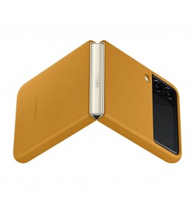 Husa Leather Cover pentru Samsung Galaxy Z Flip3, Mustard