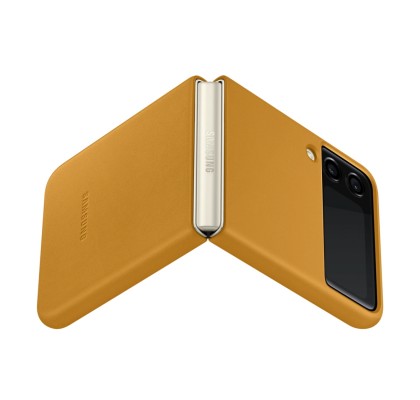 Husa Leather Cover pentru Samsung Galaxy Z Flip3, Mustard