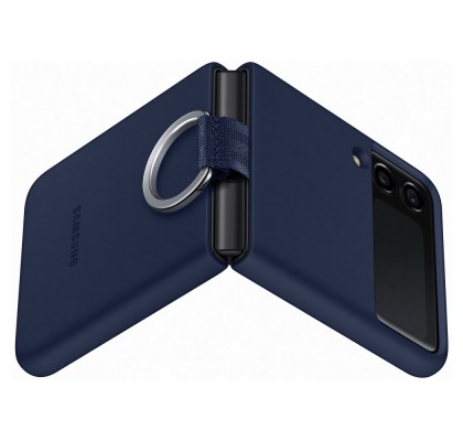 Husa Silicone Cover with ring pentru Samsung Galaxy Z Flip3, Navy