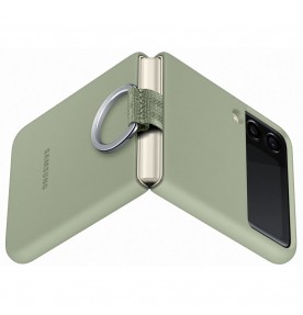 Husa Silicone Cover with ring pentru Samsung Galaxy Z Flip3, Olive Green