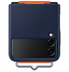 Husa Silicone Cover with strap pentru Samsung Galaxy Z Flip3, Navy