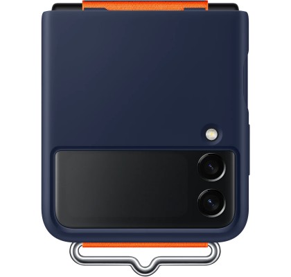 Husa Silicone Cover with strap pentru Samsung Galaxy Z Flip3, Navy