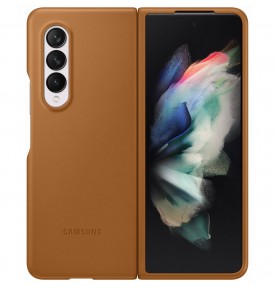 Husa Leather Cover pentru Samsung Galaxy Z Fold3 5G, Brown