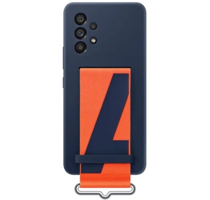 Husa Silicone Cover with Strap pentru Samsung Galaxy A53, Navy