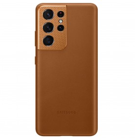 Husa Leather Cover pentru Samsung Galaxy S21 Ultra, Brown