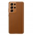 Husa Leather Cover pentru Samsung Galaxy S21 Ultra, Brown