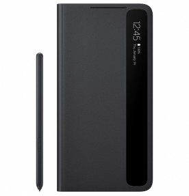 Husa Clear View Cover cu S Pen pentru Samsung Galaxy S21 Ultra, Black
