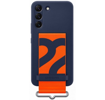 Husa Silicone Cover cu Strap pentru Samsung Galaxy S22, Navy
