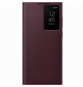 Husa Clear View Cover Samsung Galaxy S22 Ultra, Burgundy