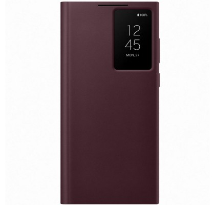 Husa Clear View Cover Samsung Galaxy S22 Ultra, Burgundy