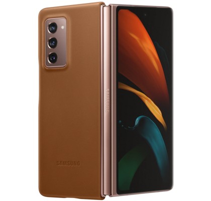 Husa Leather Cover pentru Samsung Galaxy Z Fold2 5G, Brown