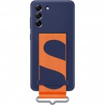Husa Silicone Cover with Strap pentru Samsung Galaxy S21 FE, Navy