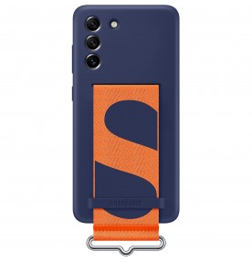 Husa Silicone Cover with Strap pentru Samsung Galaxy S21 FE, Navy