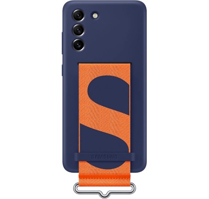 Husa Silicone Cover with Strap pentru Samsung Galaxy S21 FE, Navy