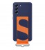 Husa Silicone Cover with Strap pentru Samsung Galaxy S21 FE, Navy