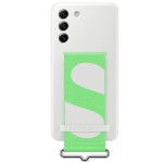 Husa Silicone Cover with Strap pentru Samsung Galaxy S21 FE, White