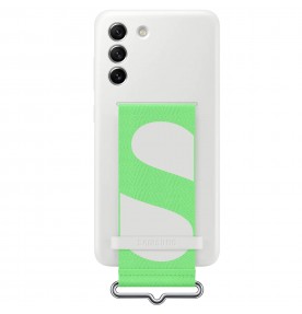 Husa Silicone Cover with Strap pentru Samsung Galaxy S21 FE, White