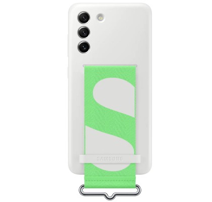 Husa Silicone Cover with Strap pentru Samsung Galaxy S21 FE, White