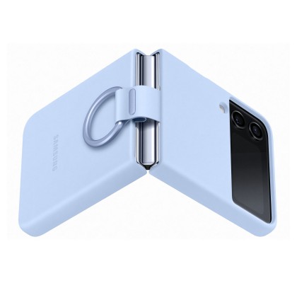 Husa Silicone Cover with ring pentru Samsung Galaxy Z Flip4, Blue
