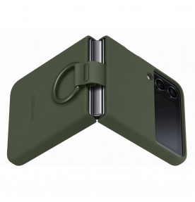 Husa Silicone Cover with ring pentru Samsung Galaxy Z Flip4, Green