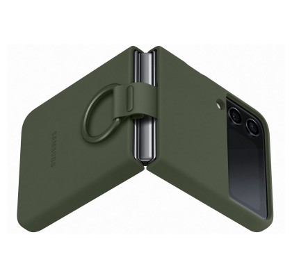 Husa Silicone Cover with ring pentru Samsung Galaxy Z Flip4, Green