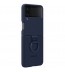 Husa Silicone Cover with ring pentru Samsung Galaxy Z Flip4, Navy