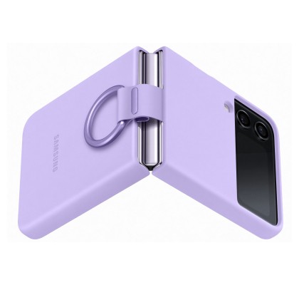 Husa Silicone Cover with ring pentru Samsung Galaxy Z Flip4, Purple