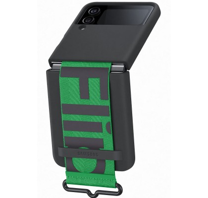 Husa Silicone Cover with strap pentru Samsung Galaxy Z Flip4, Black