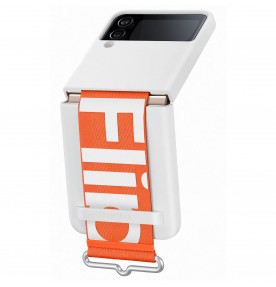 Husa Silicone Cover with strap pentru Samsung Galaxy Z Flip4, White
