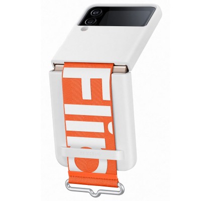 Husa Silicone Cover with strap pentru Samsung Galaxy Z Flip4, White