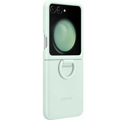 Husa Silicone Cover with ring pentru Samsung Galaxy Z Flip5, Ocean Green