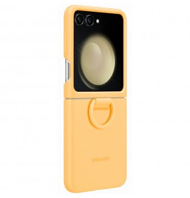 Husa Silicone Cover with ring pentru Samsung Galaxy Z Flip5, Apricot