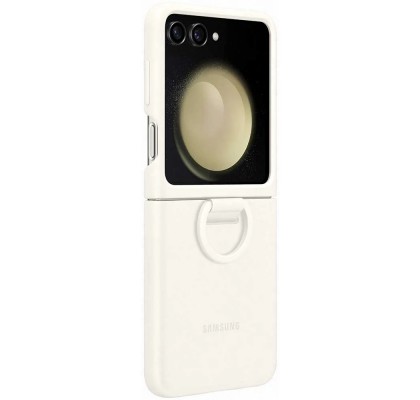 Husa Silicone Cover with ring pentru Samsung Galaxy Z Flip5, Cream