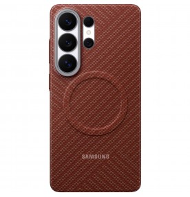 Husa pentru Galaxy S26 Ultra, Carbon Magnet Case, Coral Red