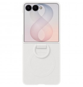 Husa pentru Galaxy Z Flip8, Silicone Ring Magnet Case, White