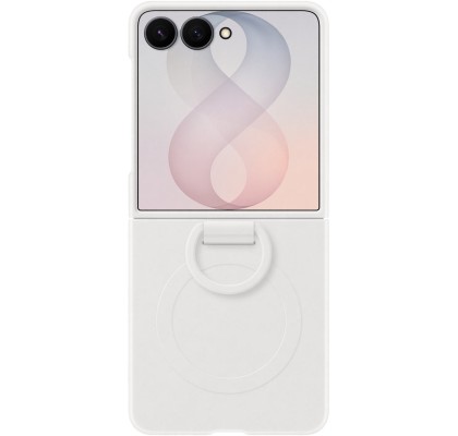 Husa pentru Galaxy Z Flip8, Silicone Ring Magnet Case, White