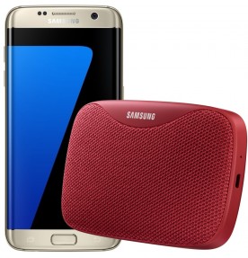 Pachet PROMO Samsung: Galaxy S7 Edge, 32GB, Gold + Level Box Slim, Red