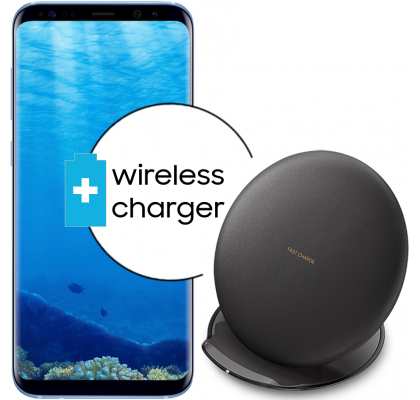 Pachet PROMO Samsung: Galaxy S8 Plus, 64GB, Blue + Convertible Wireless Charger