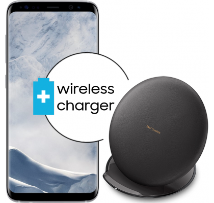 Pachet PROMO Samsung: Galaxy S8 Plus, 64GB, Silver + Convertible Wireless Charger